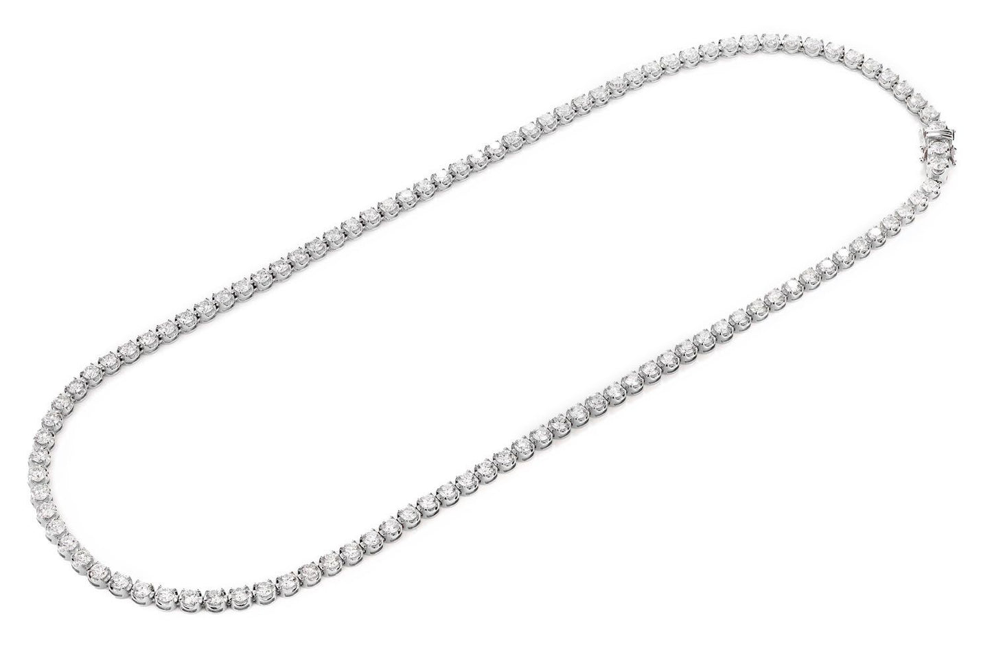 16PT CROWN SET DIAMOND TENNIS NECKLACE 14K SOLID GOLD 17.00CTW