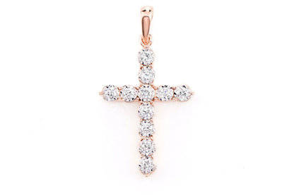 BITTY MIRACLE SET DIAMOND CROSS PENDANT 14K SOLID GOLD 0.20CTW