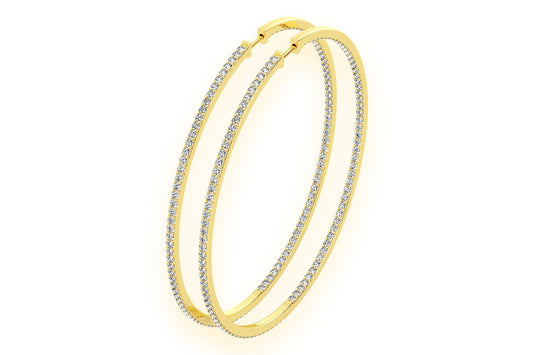 EXTRA LARGE INSIDE-OUT HOOP DIAMOND EARRINGS 14K SOLID GOLD 6.00CTW