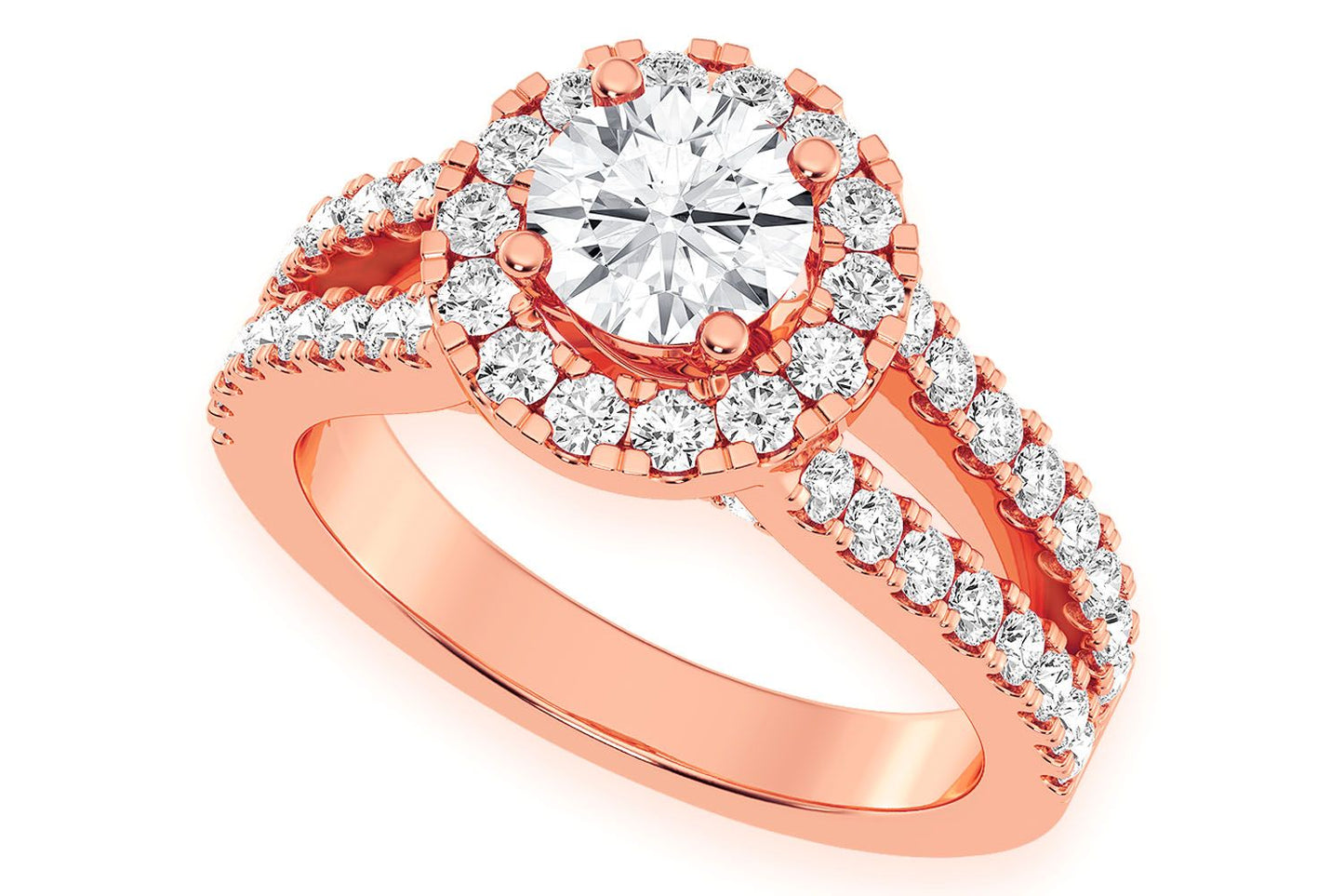 SPHINX - .75CT SOLITAIRE ROUND - SPLIT SHANK HALO - DIAMOND ENGAGEMENT RING