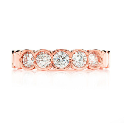 FIVE STONE BEZEL SET DIAMOND BAND RING 14K SOLID GOLD 0.66CTW