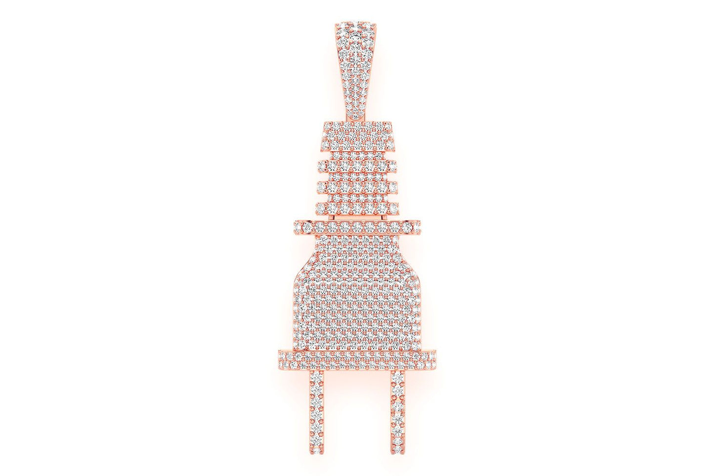 ELECTRIC PLUG DIAMOND PENDANT 14K SOLID GOLD 8.75CTW
