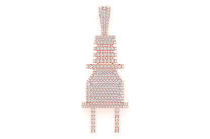 ELECTRIC PLUG DIAMOND PENDANT 14K SOLID GOLD 8.75CTW
