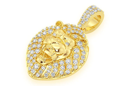 PANDANT CAP DE LEU CU DIAMANT, AUR MASIV DE 14K, 0,50 CT