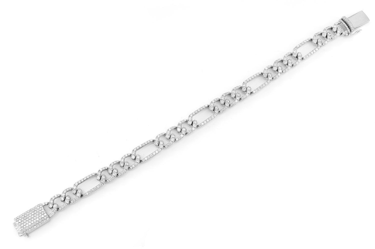 6MM FIGARO LINK DIAMOND BRACELET 14K SOLID GOLD 3.50CTW