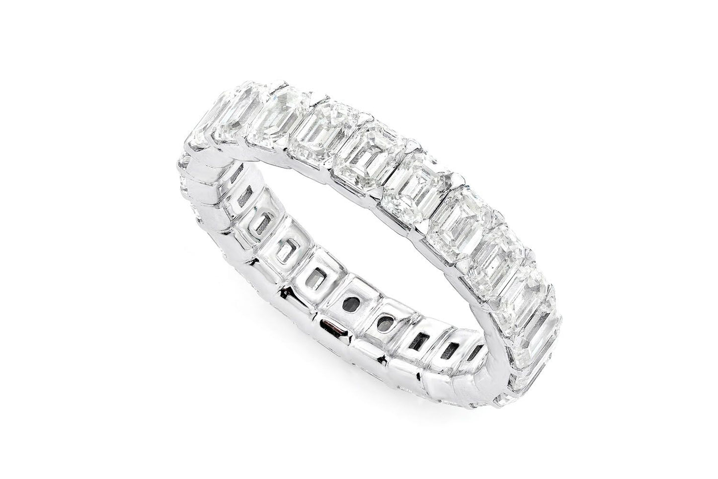 25PT EMERALD ETERNITY DIAMOND RING 14K SOLID GOLD 5.25CTW