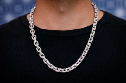 ELONGATED ROLO LINK DIAMOND NECKLACE 14K SOLID GOLD 58.48CTW