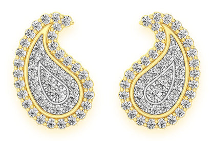 CERCEI CU DIAMANTE PAISLEY, AUR MASIV DE 14K, 0.35CT