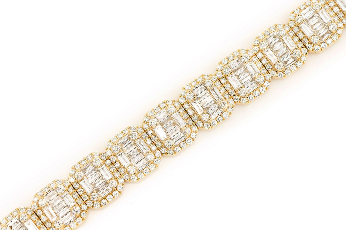 BAGUETTE RAISED RECTANGULAR LINK BRACELET 14K   19.00CTW