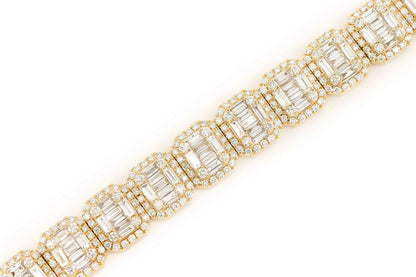 BAGUETTE RAISED RECTANGULAR LINK BRACELET 14K   19.00CTW