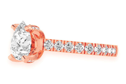 THINN - 2.00CT PEAR SOLITAIRE - SINGLE ROW SCALLOP - DIAMOND ENGAGEMENT RING