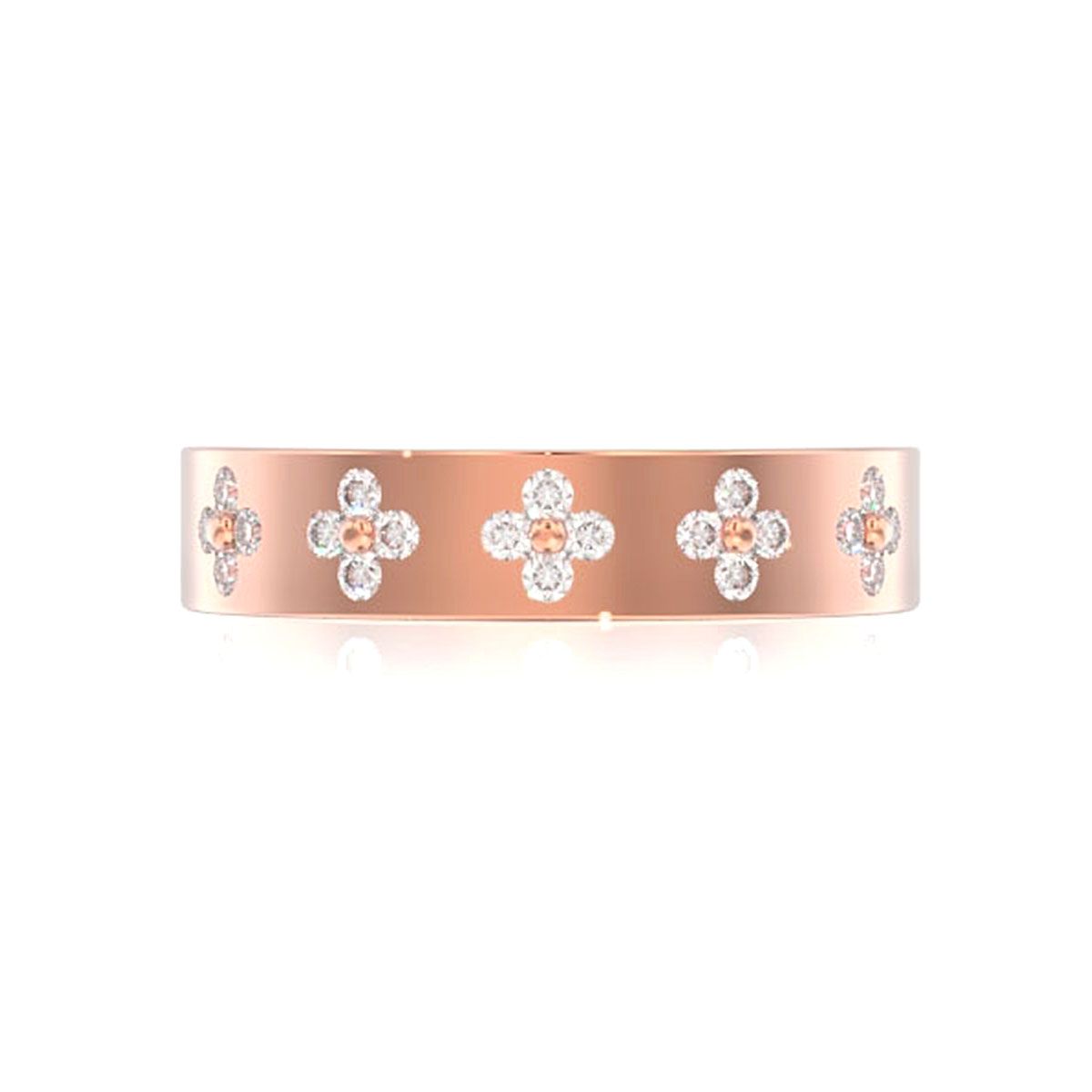 INEL CU TRIFOI CU DIAMANT, AUR MASIV DE 14K, 0.25CT