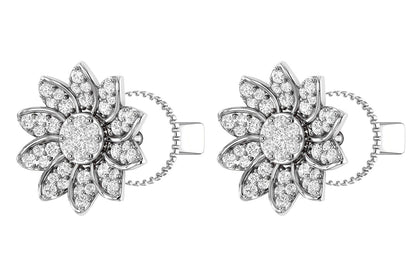 SUNFLOWER DIAMOND STUD EARRINGS 14K SOLID GOLD 0.30CTW