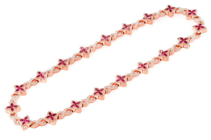 RUBY DIAMOND MARQUISE FLOWER INFINITY LINK NECKLACE SOLID GOLD 33.75CTW