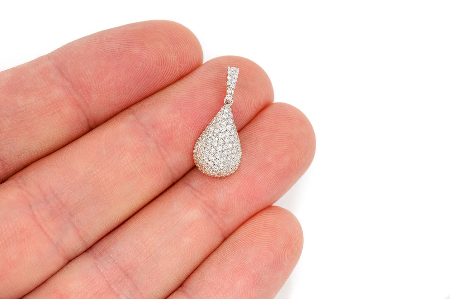 PANDANT CU DIAMANT CU PICĂTURĂ DE APĂ, AUR MASIV DE 14K, 0.60CT