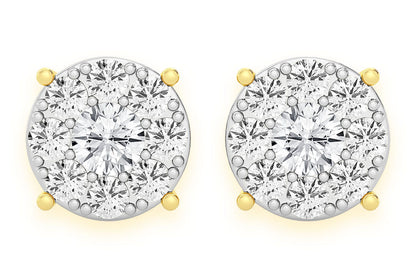 CERCEI CU DIAMANT ȘTIF, MOZAIC, 1.50CTW, AUR MASIV DE 14K