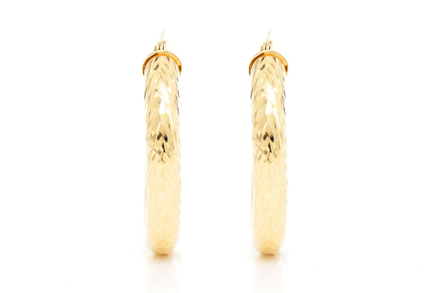 4MM DIAMOND-CUT HOOP EARRINGS 14K SOLID GOLD SMALL