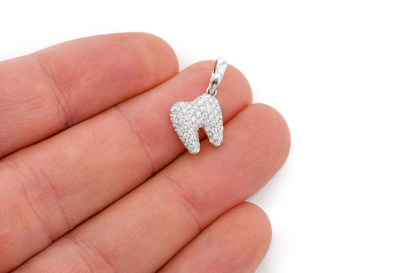 PANDANT DINTE CU DIAMANT ȘI DENTIST, AUR MASIV DE 14K, 0,50 CT