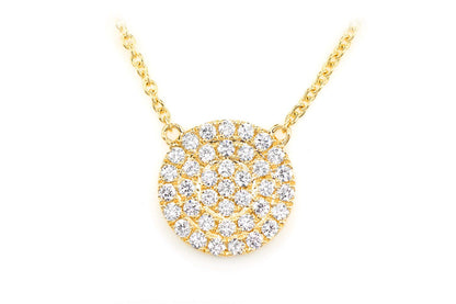 ROUND DOUBLE HALO CLUSTER PENDANT ATTACHED NECKLACE 14K SOLID GOLD 0.40CTW