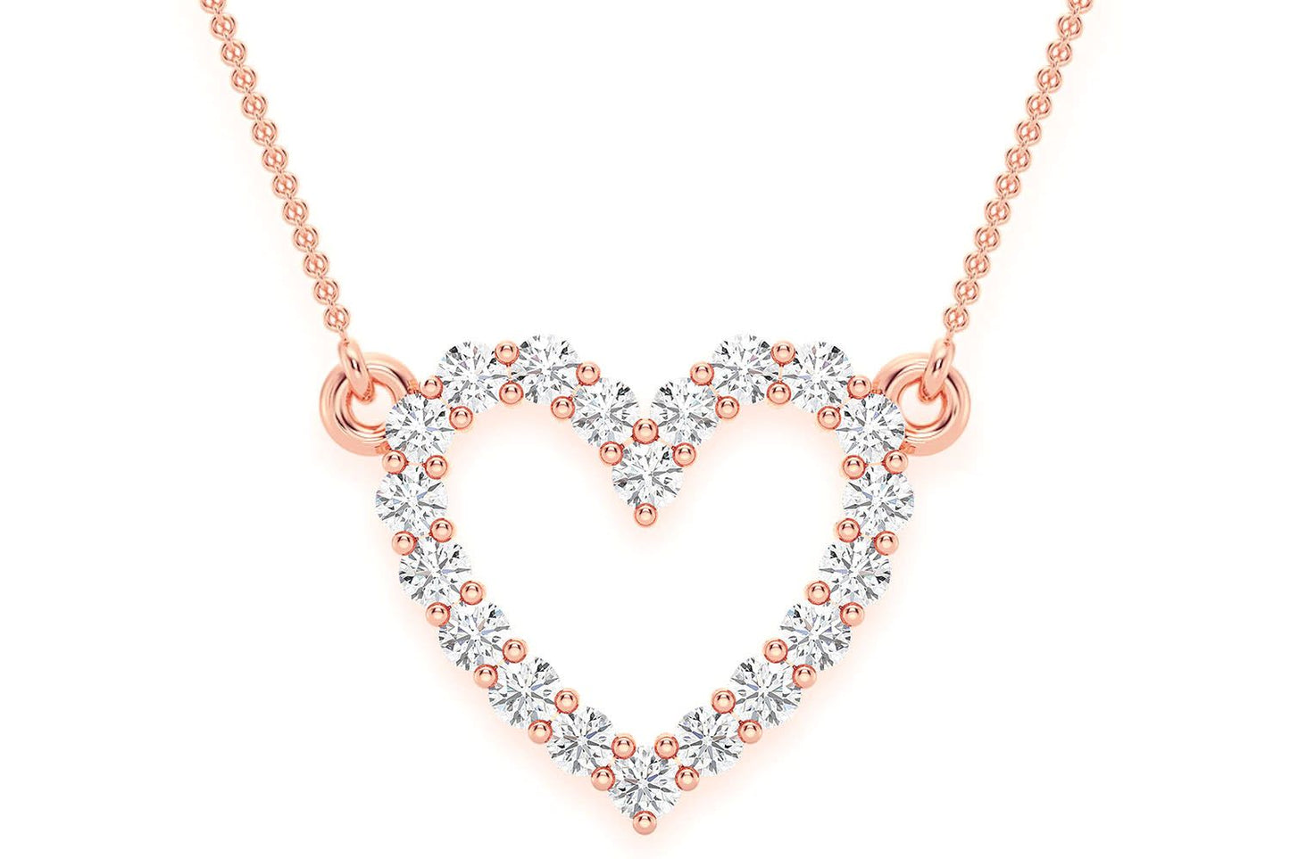 PANDANT CU INIMĂ ȘI DIAMANT, AUR MASIV DE 14K, 0.15CT