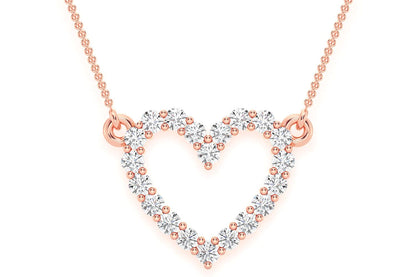 PANDANT CU INIMĂ ȘI DIAMANT, AUR MASIV DE 14K, 0.15CT