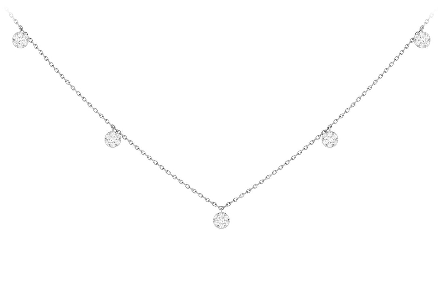 DIAMOND DISC STATION NECKLACE 14K SOLID GOLD 0.20CTW