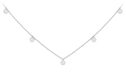 DIAMOND DISC STATION NECKLACE 14K SOLID GOLD 0.20CTW