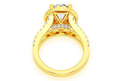 3.00CT OVAL SOLITAIRE - TWO ROW SPLIT - DIAMOND ENGAGEMENT RING