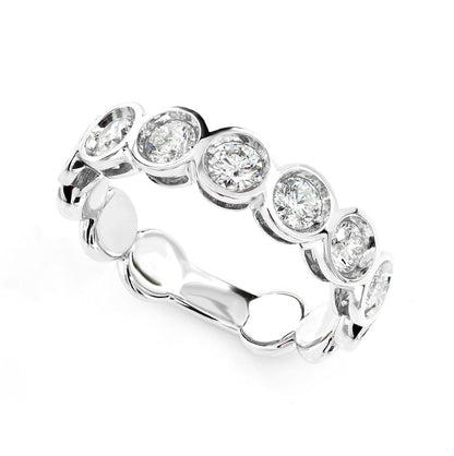 SEVEN STONE BEZEL SET BAND RING 14K SOLID GOLD 1.00CTW