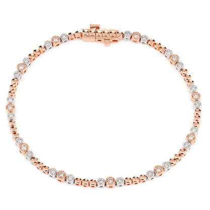 BRĂȚARĂ CU TRIO DE DIAMANTE MILGRAIN CU MĂRGELE, AUR MASIV DE 14K, 0.60CT
