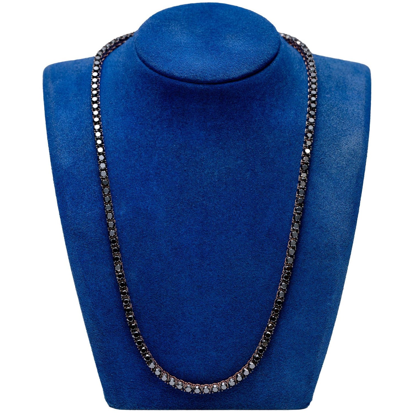 BLACK DIAMOND PRONG SET TENNIS NECKLACE 14K SOLID GOLD 62.25CTW