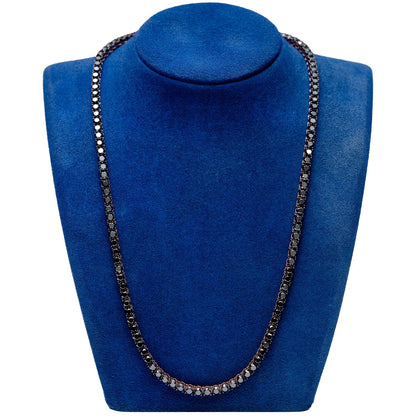 BLACK DIAMOND PRONG SET TENNIS NECKLACE 14K SOLID GOLD 62.25CTW