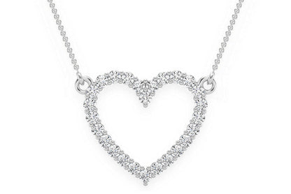 OPEN HEART DIAMOND NECKLACE CONNECTED 14K SOLID GOLD 0.35CTW