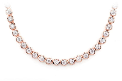 BEZEL SET MIRACLE DIAMOND TENNIS NECKLACE 14K SOLID GOLD 5.66CTW