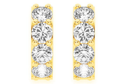 DIAMOND HUGGIE HOOPS SOLID GOLD 14K .50CTW
