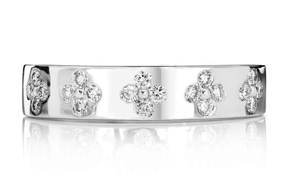 INEL CU TRIFOI CU DIAMANT, AUR MASIV DE 14K, 0.25CT