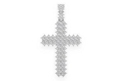 JAGGED CROSS DIAMOND PENDANT 14K SOLID GOLD 1.75CTW