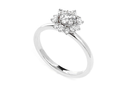 0.70CTW HALO FLOWER BEZEL DIAMOND ENGAGEMENT RING 14K SOLID GOLD