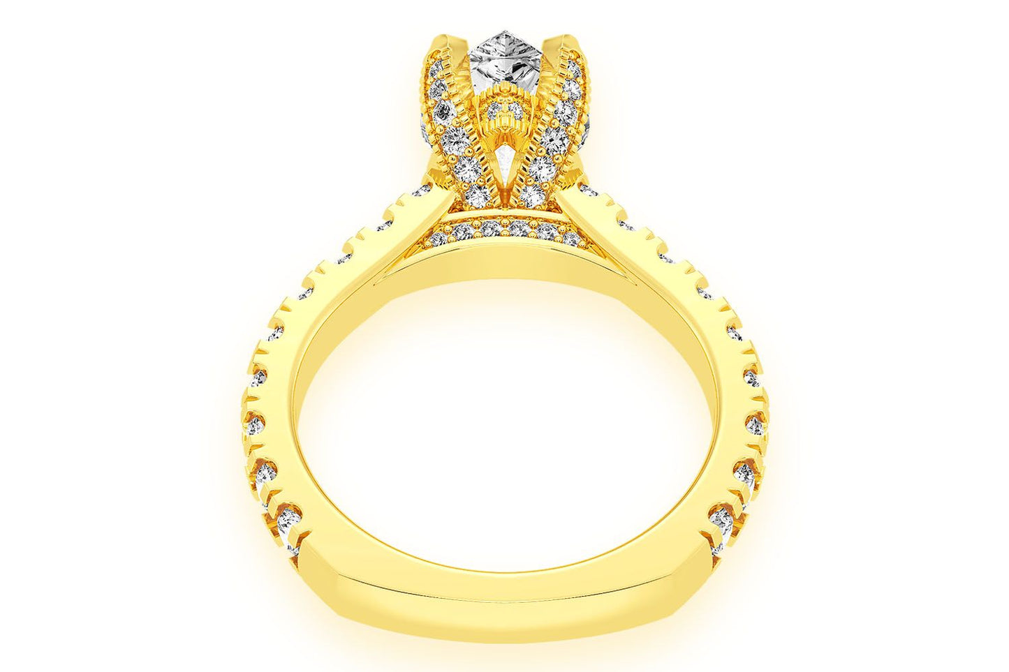 THINN - 2.00CT PEAR SOLITAIRE - SINGLE ROW SCALLOP - DIAMOND ENGAGEMENT RING