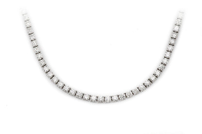 12PT PRONG SET DIAMOND TENNIS NECKLACE 14K SOLID GOLD 20.00CTW