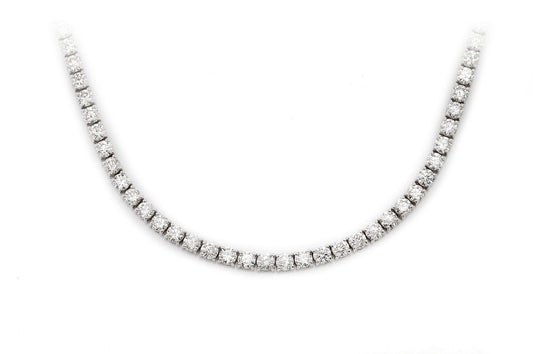 12PT PRONG SET DIAMOND TENNIS NECKLACE 14K SOLID GOLD 20.00CTW