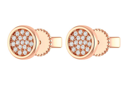 BEZEL SET DIAMOND CLUSTER STUD EARRINGS 14K SOLID GOLD 0.05CTW