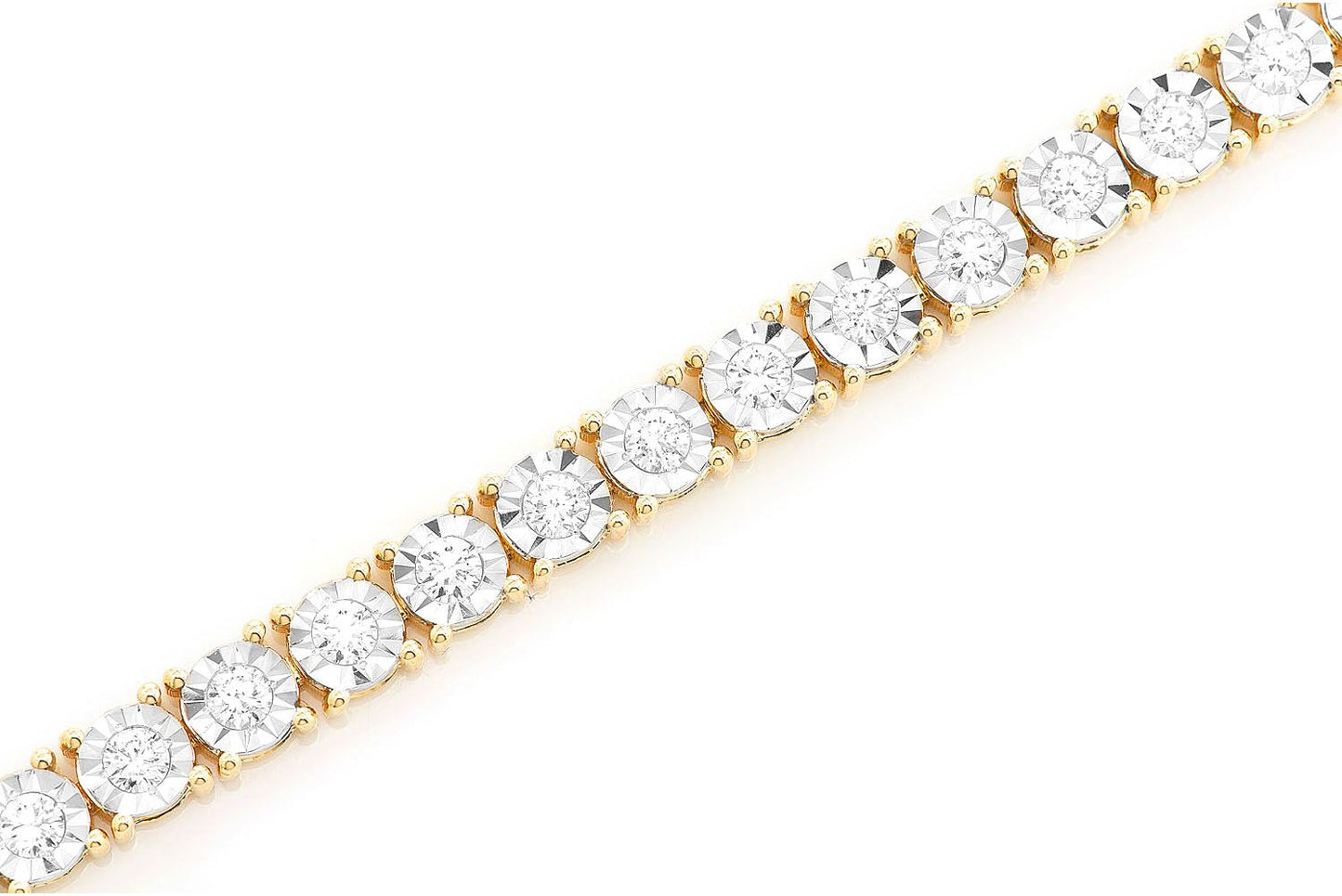 12PT MIRACLE SET DIAMOND TENNIS BRACELET 14K SOLID GOLD 4.15CTW