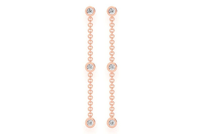 BEZEL SET DANGLING EARRINGS 14K SOLID GOLD 0.33CTW