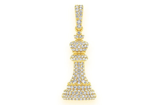 KING CHESS PIECE DIAMOND PENDANT 14K SOLID GOLD .60CTW