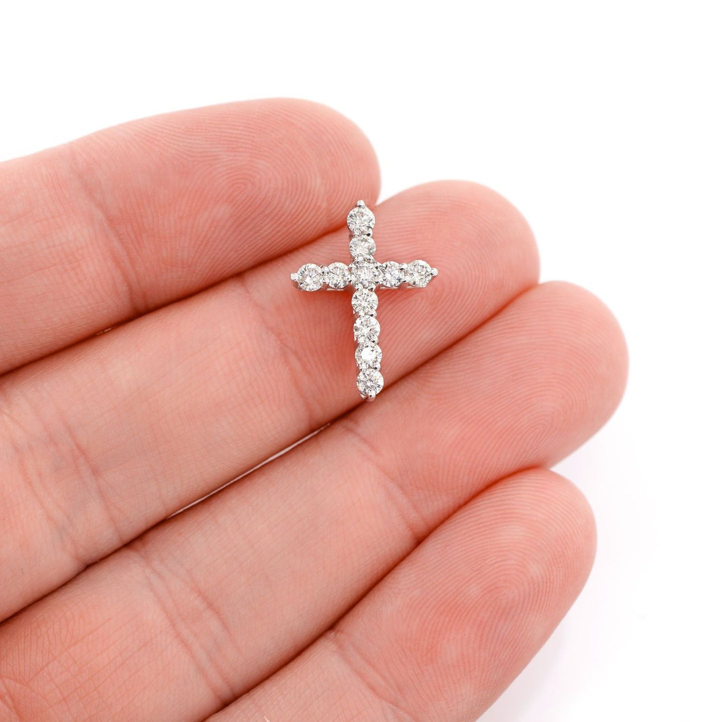 Pandantiv cruce cu diamant, aur masiv de 14k, 0.75ct