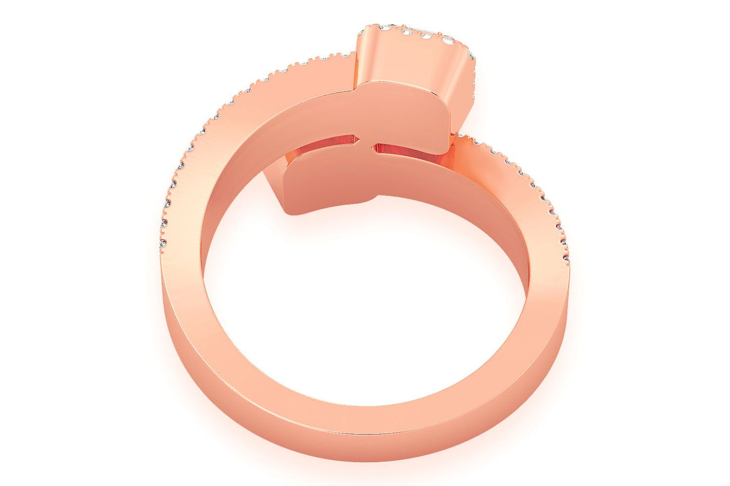 BORDER BAGUETTE CROSSOVER DIAMOND RING 14K SOLID GOLD 1.00CTW