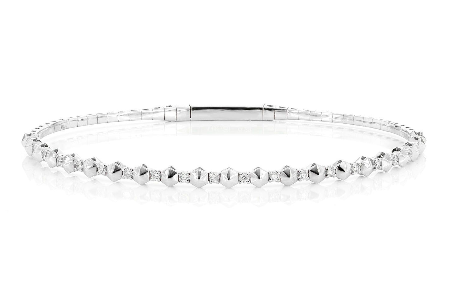 POINTED HEX DIAMOND FLEX BANGLE BRACELET 0.25CTW 14K SOLID GOLD