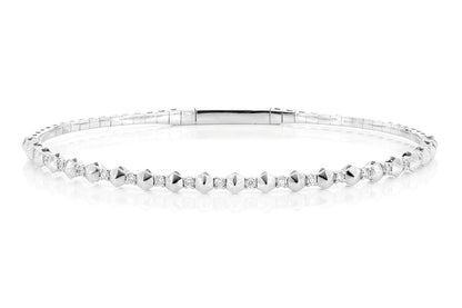 POINTED HEX DIAMOND FLEX BANGLE BRACELET 0.25CTW 14K SOLID GOLD