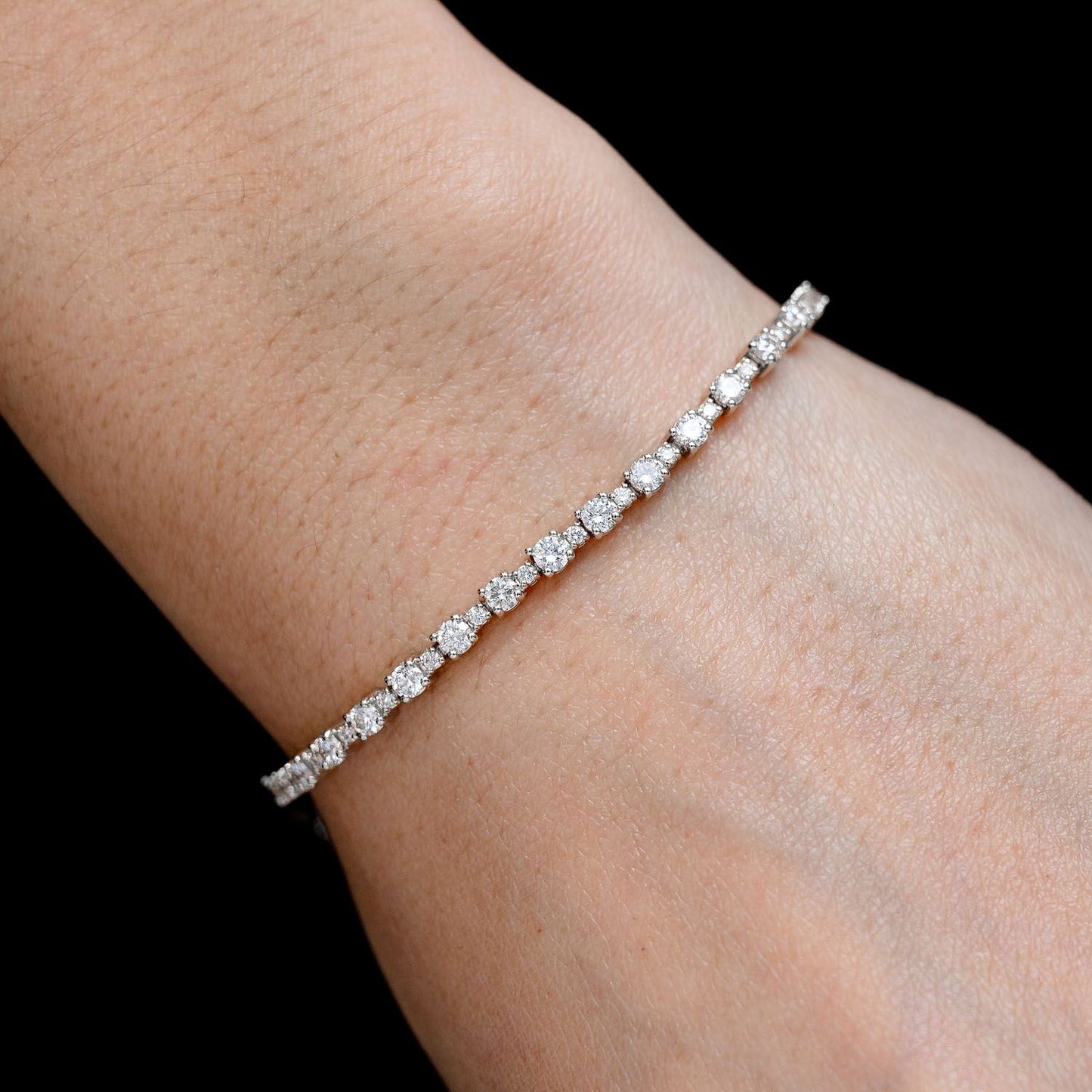 BASKET SET DIAMOND LINK BRACELET 14K SOLID GOLD 2.90CTW